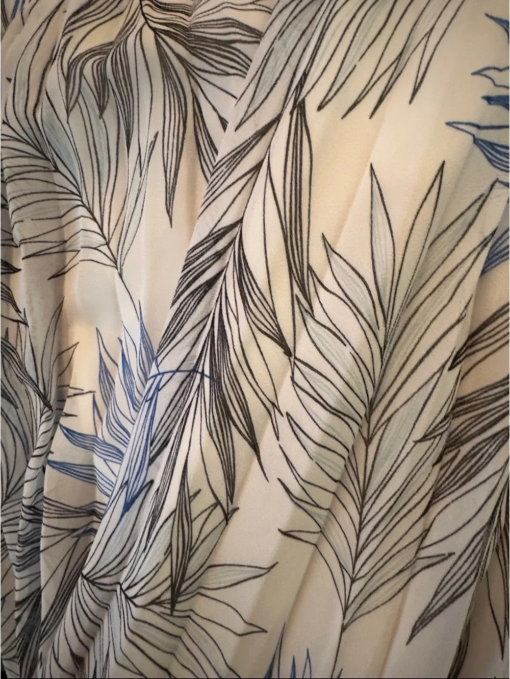 a new day White Circle Skirt with Blue & Gray Leaf Print 28” long